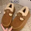 Sapatos Femininos Birkenstock-Style de Couro Integral com Solado Grosso, Forrados com Lã e Espessados para Aquecimento, Botas de Neve, Sapatos de Algodão, Sapatos de Lã de Cordeiro
