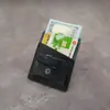 Portatarjetas de Cuero Genuino para Hombre, Tarjetero con Botón, Billetera para Monedas, Cuero Tree Paste, Piel de Vaca, Portatarjetas Bancarias, Cartera Negra Casual, Cartera