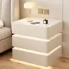 Mesa de Cabeceira Suspensa com Três Gavetas, Madeira Maciça Simples, Carregamento Sem Fio Moderno, Multifuncional, Luxo Leve, Armário de Cabeceira para Quarto de Casa