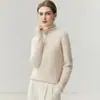 Suéter Feminino de Cashmere BaiCaiRong 2026 Outono/Inverno com Gola Alta, Design Versátil, Tricô de Lã