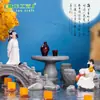 Mesa y sillas de piedra en miniatura estilo chino, materiales para jardinería y paisajismo DIY con temática de Li Bai, accesorios decorativos y figurillas en miniatura