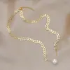Otoño e Invierno nuevo cadena de clavícula elegante electrochapada en oro real diseño de nicho femenino sentido de diseño collar de espiga de trigo estilo ins collar de perlas