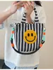 Bolso de Hombro Rayado con Cara Sonriente Bolso para Madre y Bebé Bolso Cruzado de Gran Capacidad Bolso Casual para Estudiante de Tutoría Bolso de Mano Lindo Literario
