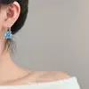 Pendientes de Tachuela Azules Elegantes Estilo Coreano Ultra Brillantes con Forma de Bolso y un Toque Delicado y Lujoso de Alta Gama