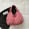 Bolso de hombro retro a cuadros estilo coreano, bolso de hombro de gran capacidad, bolsa de compras ligera, bolsa de compras versátil, bolso de mano para debajo del brazo