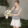 Camisola acanalada de color liso para mujer Tongyuan para verano, adecuada como prenda exterior, top base sin mangas con un toque de alta gama