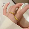 El Mismo Estilo que el Anillo Brillante Ojo de Gato Dorado de la Tienda Dorada Puzuo, Anillo Sencillo con Patrón de Ola, Anillos de Pareja Sencillos de Moda, Idea de Regalo