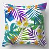 Funda de almohada de piel de durazno con hoja de planta tropical, juego de fundas de almohada con dibujo, funda de cojín para sofá al por mayor