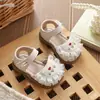 Sandalias de Verano para Niñas con Punta Cerrada, Suela Suave, Antideslizantes, Estilo Princesa, Bordado Floral, Zapatos para Niños Pequeños, Versión Coreana, Lindas Sandalias de Bebé