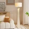 Lámpara de Pie Estilo Wabi-Sabi, Lámpara de Pie LED Sencilla para Sala de Estar, Estudio, Dormitorio, Lámpara Creativa Retro de Madera Maciza para Sala de Té Zen