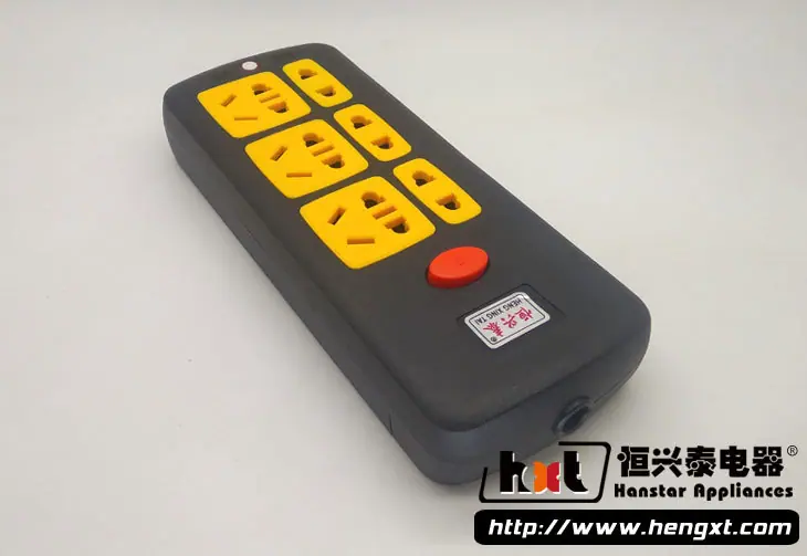 恒兴泰108黑色21孔六位插线板 大功率黑金刚带指示灯双铜片插座