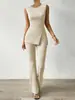 820 Moda Europea y Americana Transfronteriza Estilo Elegante Top Redondo Elegante para Mujer con Chaleco de Dobladillo con Abertura y Ligeramente Acampanado