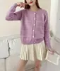Cardigan de Tricô Colorido em Listras, Estilo Doce e Gentil, Novo Estilo Outono 2026, Casaco Suéter Simples para Mulheres