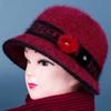 Chapéu Balde Tricotado de Lã de Coelho para Mulheres de Meia-Idade e Idosas para Outono e Inverno, Chapéu de Vovó, Gorro Feminino Forrado com Lã