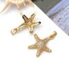 DIY Vida Marina Dorada Chapado en Cobre Oro Real de 18K Fuerte Retención de Color Broche de Girasol Colgante de Circonita Dijes Accesorios de Joyería