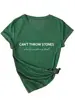 Não Jogue Pedras Amazon Ebay Site Independente Casual Confortável Camiseta Feminina Gola V Manga Curta Comércio Exterior