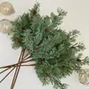 Agujas de Pino Artificiales, Ramas de Pino Navideñas, Piñas, Hojas Falsas, Bayas de Pino Cola de Caballo, Agujas de Pino Artificiales de Pino y Ciprés, Pino Verde con Efecto Nieve