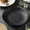 Plato para bistec, plato poco profundo de plástico creativo estilo japonés con patrón de piedra, plato de alta gama para comida occidental en casa, plato ligero de lujo para pasta, especial para uso en cocina y hotel
