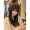 Gorro de Punto Cálido Estilo Fair Isle con Bola de Pelo para Otoño e Invierno para Mujer, Gorro de Lana Jacquard Retro Estilo Coreano Versátil Baotou Hat