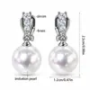 Brincos de pressão de pérola elegantes e da moda para mulheres, luxo leve vintage, brincos de zircônia versáteis para estudantes, atacado