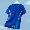 Camiseta de manga corta de seda helada para hombre, malla fina transpirable de verano, secado rápido, camiseta deportiva, corte ajustado, talla grande, ropa de tacto fresco