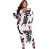N7684 Outlet de Fábrica Europa y América Amazon Invierno Caliente Nuevo Ajustado Sexy Estampado talla extra vestido