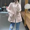 Novo Casaco Acolchoado de Algodão Rosa com Gola Estilo Chinês Tang Suit Feminino Inverno 2024 Novo Top de Algodão Jacquard de Cetim