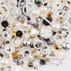 Acrílico Colorido Semi-Circular Pérolas Artificiais Resina Strass de Fundo Plano Pérolas Artificiais de Formato Variado DIY Cola Creme Decoração de Grampo de Cabelo