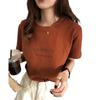 Camiseta de Manga Curta 2025 para Mulheres Ins Estilo Coreano Letra Solta Tamanho Grande Tops Camisetas Estudantis Femininas com Estampa de Letra