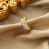 Anel Tijolo Feminino Design Nicho High-End Luxo Acessível Moda Europeia e Americana Criativo Zircônia Banhado a Ouro Ajustável Anel Aberto