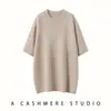 Roupa de Casa Casual e Versátil Suéter de Cashmere Liso Feminino Gola Redonda Manga Curta Top Solto, Amigo da Pele, Versátil, Confortável e Amigo da Pele