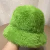 Chapéu Balde de Pelúcia de Coelho com Rosto Mostrado Feminino Outono e Inverno Estilo Coreano Estilo Japonês Combina com Tudo Cor Sólida Peludo Chapéu Pescador Chapéu Quente Moda
