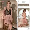 Kamai Xue Pijamas Sexys Satén Encaje Camisón Francés Espalda Descubierta Conjunto Puro Deseo Camisola Conjunto de Ropa para el Hogar 2172