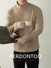 Ligero Retención de Calor Amigable con la Piel de Invierno Cuello Alto de Lana Color Sólido Capa Base Camiseta de Manga Larga para Hombre Doble Cara Polar Térmico