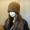 Gorro de Punto Elegante 100% Lana para Mujer, Cálido y Versátil para Otoño e Invierno, Gorro de Punto que Hace que la Cara Parezca Más Pequeña, Gorro Holgado