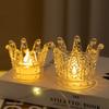 Corona de luz con vela electrónica LED, corona con forma de gota de agua, vela transparente, linterna navideña, luz nocturna, regalo de cumpleaños