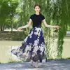 26 Nova Saia Estampada Estilo Boho Resort Europeu e Americano Primavera/Verão com Barra Larga para Mulheres