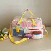 Bolsa de Viagem Grande Capacidade com Blocos de Cor e Múltiplos Bolsos para Mulheres, Bolsa de Mão Transversal, Bolsa de Bagagem para Estudantes, Viagens Curtas, Trajeto, Academia