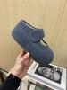 [en stock] Zapatos Retro Mao Mary Jane de Suela Gruesa para Mujer Otoño e Invierno Boca Baja con Forro de Felpa Zapatos de Algodón Doudou