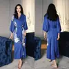 Roupão Feminino Estampado Plus Size de Verão, Roupão de Banho de Cetim Imitação de Seda de Luxo, Roupa de Casa Feminina