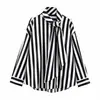 Ropa Nueva de Mujer de Primavera 2026 de Aliexpress Transfronteriza Camisa de Rayas de Manga Larga Suelta con Cuello Alto, Cordones y Decoración de Lazo