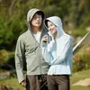 Ropa de Protección Solar 2025 Verano Nueva Ropa de Protección Solar de Seda de Hielo para Mujer con Capucha Protección UV Ropa Versátil de Piel de Hielo para Hombre