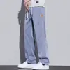 Jeans de Caimento Verão Masculino Solto Reto Casual de Perna Larga Masculino Marca Tendência Seda de Gelo Fino Cinza Calças Masculinas
