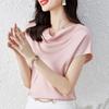 Moda Verão 2026 Nova Blusa de Cetim Acetato com Decote Ombro a Ombro Drapeado para Mulheres - Top de Verão Elegante