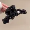 Pinza para el Cabello Grande de Lazo de Satén de Gama Alta para Mujer, Exquisita Pinza Plegada para la Parte Trasera de la Cabeza, Pinza de Tiburón