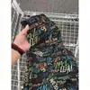 Pantalones Cortos de Punto Retro Graffiti Americano para Hombre, Diseño de Nicho de Verano, Pantalones de Playa Casuales Sueltos