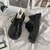 Sapatos de Couro Versáteis Pretos Estilo Britânico para Mulheres, Novos Sapatos Mary Jane Retro com Solado Grosso Aumentadores de Altura, Mocassins