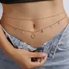 Cadena de cintura de grava sexy transfronteriza europea y americana para mujer, estilo vacacional, nicho, cadena de metal, cadena corporal multicapa, joyería