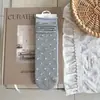 Calcetines de media pantorrilla estilo Ins, minimalistas, con retazos de color, lunares y volantes, para mujeres y niñas, estilo preppy, calcetines tobilleros versátiles