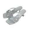 Sandalias de tacón de aguja de punta abierta de estilo nuevo francés para mujer 2025 Verano Nuevas Sandalias de Exterior para Vacaciones